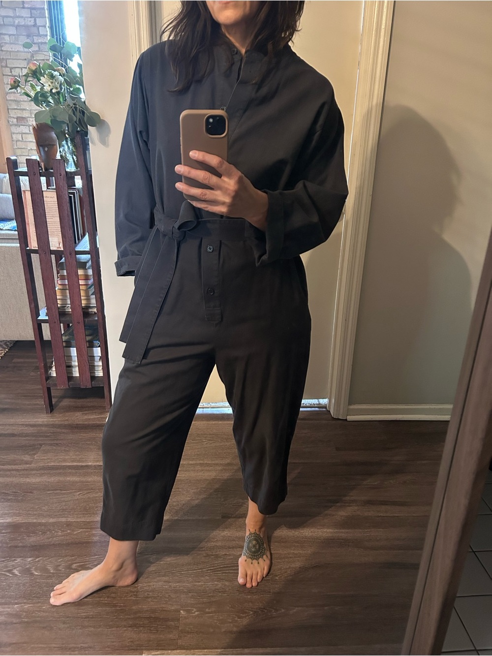 COS Womens Dark Grey Utility Jumpsuit with Waist Tie